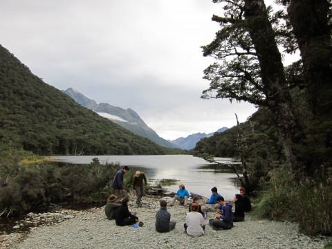 Group meeting in NZ backcountry